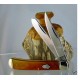 Couteau Rough Rider TrapperTobacco Bone Smooth 2 Lames Acier 440 Manche Os RR777 - Livraison Gratuite