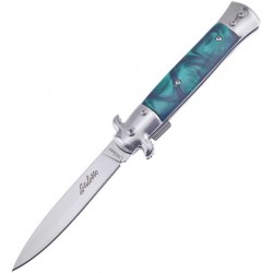 Couteau Frost Cutlery Italian Stiletto Milano A/O Lame Acier Inox Manche Green Synthétique FISM001G - Livraison Gratuite