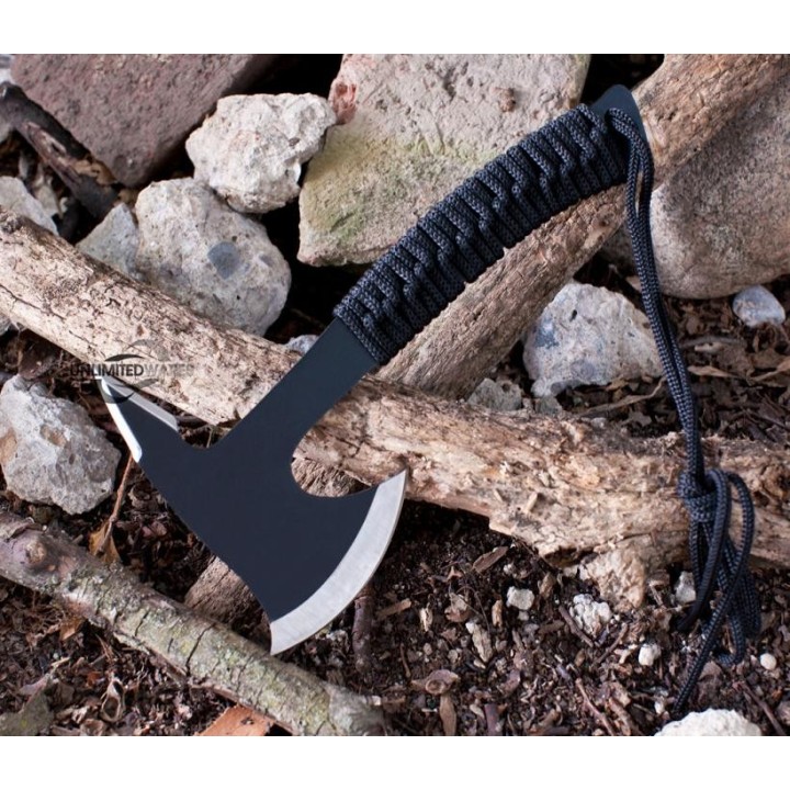 Hache Tomahawk Throwing Axe Lancer Tactical Rando Acier 440 Manche Corde MT629 - Livraison Gratuite