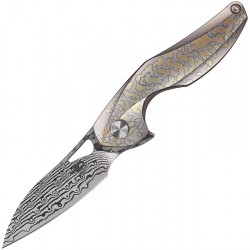 BTKT1810K Bestech Reticulan Damascus Blade Gray Multicolored Titanium Handle Framelock - Livraison Gratuite