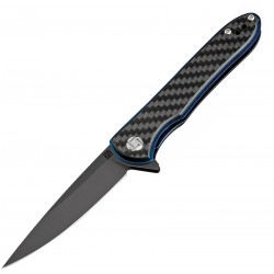 ATZ1707PSBCF Couteau Artisan Small Shark Carbon Fiber Handle D2 Black Blade Linerlock - Livraison Gratuite