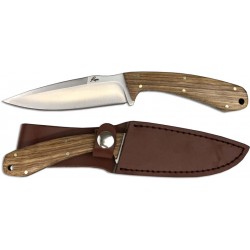 Couteau Skinner Roper Knives Deadwood Lame Acier 8Cr13MoV Manche Bois Etui Cuir RP0012ZW - Livraison Gratuite
