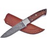 Couteau de Chasse Damas Frost Cutlery Hunter Rosewood Lame 256 Couches Manche Bois Etui Cuir FVFD57RW - Livraison Gratuite