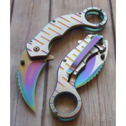 Couteau Karambit Tac Force Spectrum A/O Lame Acier Inox Manche Acier Linerlock Clip TF952RB - Livraison Gratuite