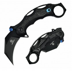 Couteau Defcon Karambit Raptor Black Lame Acier S35VN Manche Titane/Fibre Carbone Framelock TF52211 - Livraison Gratuite