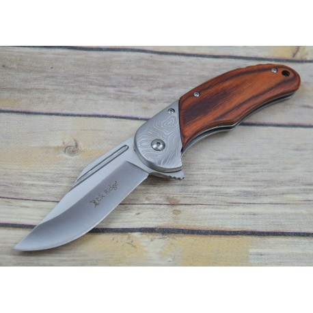 Couteau Elk Ridge A/O Lame Acier 3Cr13 Manche Brown Pakkawood Framelock Clip ERA957BR - Livraison Gratuite
