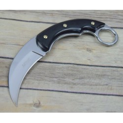 Couteau Karambit Mtech Lame Acier 3Cr13 Manche Black Pakkawood Etui Nylon MT2084MR - Livraison Gratuite