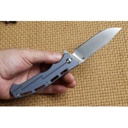 Couteau CH Knives Blue Lame Acier D2 Manche Titane Linerlock Clip CH3009 - Livraison Gratuite