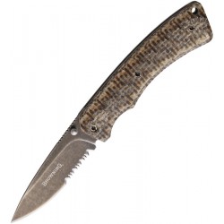 Couteau Browning Micarta Lame Acier Inox Serrat Linerlock Clip BR6512B - Livraison Gratuite