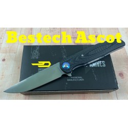 Couteau Bestech Ascot Carbon Fiber/G-10 Lame Acier D2 Linerlock Clip BTKG19A - Livraison Gratuite