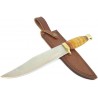 Couteau de Chasse Bowie Stacked Leather Lame Acier Inox Manche Cuir Etui Cuir PA3385 - Livraison Gratuite