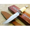 Couteau de Chasse Hunting Bowie Bone Lame Acier Inox Manche Os Etui Cuir PA3358BO - Livraison Gratuite