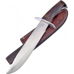 Couteau Bowie Frost Cutlery Warrior Season Lame Acier Carbone/Inox Manche Bois Etui Cuir FCW023WW - Livraison Gratuite