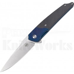 AMR201801 Amare Knives Pocket Peak 14C28N Blade Carbon Fiber Titanium Blue Handle - Livraison Gratuite