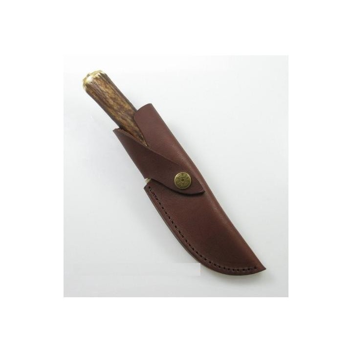Couteau Chasse Lame DAMAS 128 couches et Manche BOIS DE CERF DM1048 - Livraison Gratuite