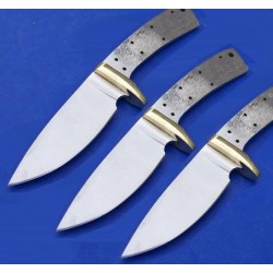 Lot de 3 Lames à Customiser Drop Point Skinner Lame Acier Inox Garde Laiton BL013 - Livraison Gratuite