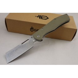 Couteau Gerber Flatiron Cleaver Lame Acier 7Cr17MoV Manche Green G-10 Framelock Clip G1495 - Livraison Gratuite