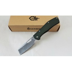 Couteau Gerber Flatiron Cleaver Lame Acier 7Cr17MoV Manche Black Aluminium Framelock Clip G1494 - Livraison Gratuite