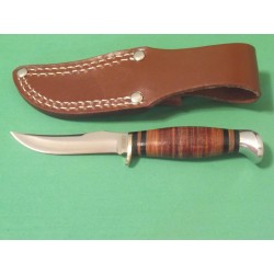 Couteau Skinner Marbles Small Hunter Stacked leather Manche & Etui Cuir Lame Acier Inox MR396 - Livraison Gratuite