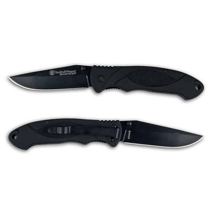 Couteau Smith&Wesson Extreme Ops Linerlock Lame Acier 440 Manche FRN SWA25 - Livraison Gratuite