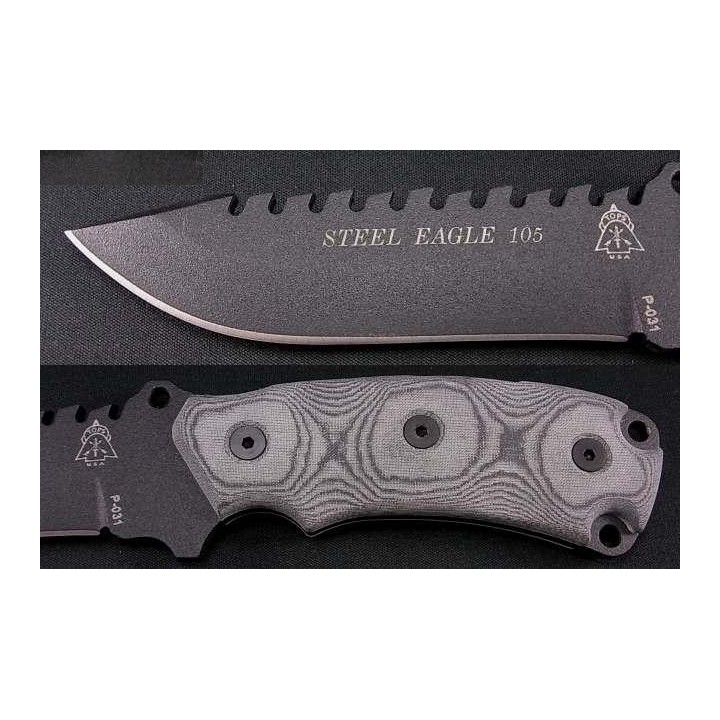 Couteau de Survie Tops Knives Steel Eagle Lame Acier 1095 Manche Micarta Etui Kydex Made In USA TP105HP - Livraison Gratuite