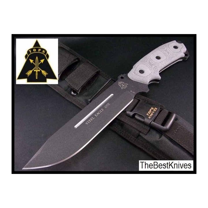 Couteau de Survie Knives Tops Steel Eagle Lame Acier 1095 Manche Micarta Etui Nylon Made In USA TP107E - Livraison Gratuite