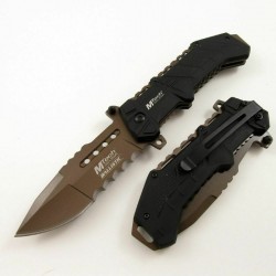 Lot de 3 Couteau Semi Automatique Tactical Mtech Lame Acier Inox Combo Linerlock Clip MTA928BT - Livraison Gratuite