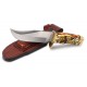 Couteau Schrade Uncle Henry Bowie Acier 7Cr17MoV Manche Delrin Façon Bois de Cerf Etui Cuir SCH1100090 - Livraison Gratuite
