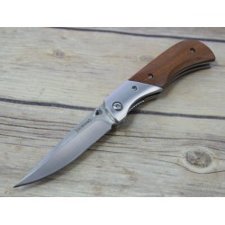 Couteau de Poche Browning Pakkawood Lame Acier Inox Manche Bois Linerlock Clip BR0028 - Livraison Gratuite