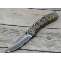 Couteau de Chasse Browning Camo Lame Acier Inox Manche FRN Linerlock Clip BR0234 - Livraison Gratuite