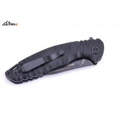 Couteau Ultra-X Ripple Black Lame Acier 440C Black Manche G-10 Linerlock Clip UXHK214J - Livraison Gratuite