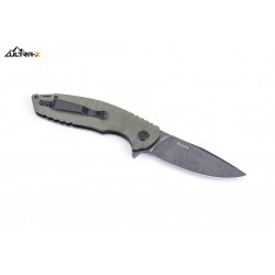 Couteau Ultra-X Ripple Olive Lame Acier 440C Black Manche G-10 Linerlock Clip UXHK214I - Livraison Gratuite