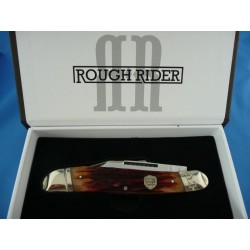 Couteau Rough Rider Large Stockman Brown Stag Bone 3 Lames Acier 440 Manche Os RR1799 - Livraison Gratuite