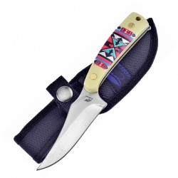 Couteau Frost Cutlery Aztec Skinner White Lame Acier Inox Manche ABS Etui Nylon FOC534AW - Livraison Gratuite