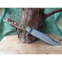 Couteau Bowie American Hunter Lame Acier Inox Manche Abs Façon Bois de Cerf Etui Nylon AH017 - Livraison Gratuite