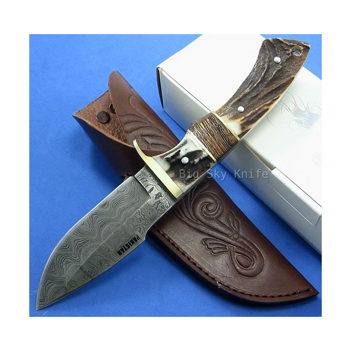 Couteau BOWIE DAMAS BOIS DE CERF DM1022