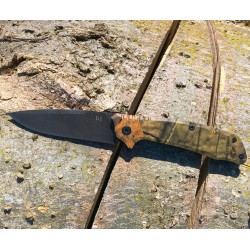 Couteau ABKT Tac Predator Tactical Manche G10 Mossy Oak Lame Acier D2 Linerlock AB026M - Livraison Gratuite