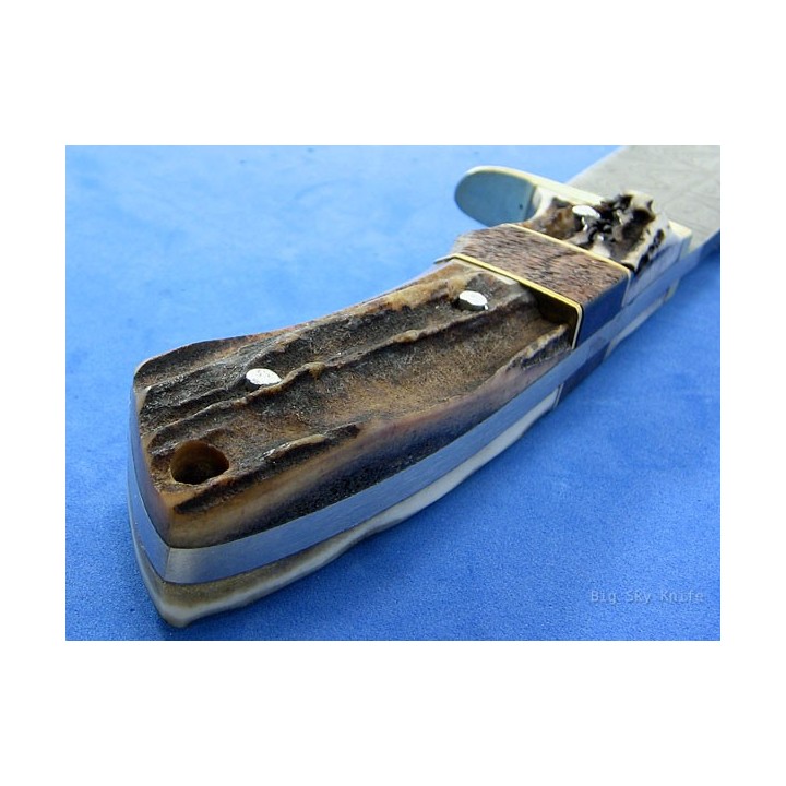 Couteau BOWIE DAMAS BOIS DE CERF DM1022