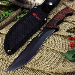 Couteau Bushcraft Mtech Lame Acier Inox manche Bois Etui Nylon MT2073WD - Livraison Gratuite