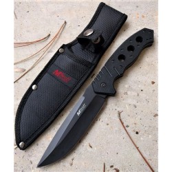 Couteau Bushcraft Mtech Lame Acier Inox Manche FRN Etui Nylon MT2081BK - Livraison Gratuite