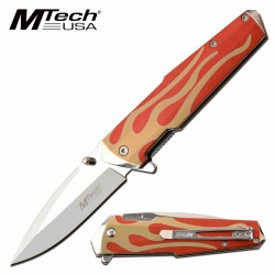 MTA1185RD Couteau Mtech Flame Linerlock A/O Red 3Cr13 Stainless Blade Stainless Handle Clip