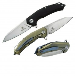 TF32201 Couteau Defcon JK Hybrid D2 Sheepsfoot Blade G10/Titanium Handles Framelock Clip - Livraison Gratuite