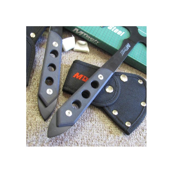 Lot de 2 Hache Tactical Axe Tomahawk Lancer Mtech Acier 440 Manche en G-10 MT602G10 - Livraison Gratuite