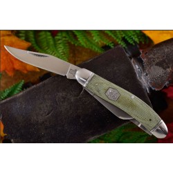 Couteau Rough Rider Sowbelly Green Micarta 3 Lames Acier 440 Manche Micarta RR1991 - Livraison Gratuite