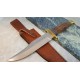 Couteau de Chasse Bowie Lame Acier Inox Manche Noyer Etui Cuir PA203412WD - Livraison Gratuite
