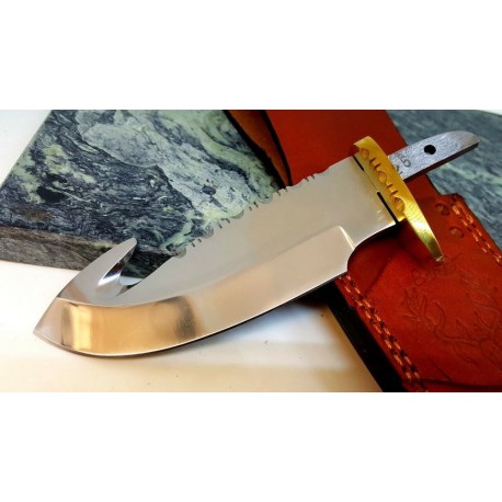 Lot de 2 Lames à Customiser Guthook à Dépecer Lames Acier Inox Garde Laiton BLSOBBL2 - Livraison Gratuite