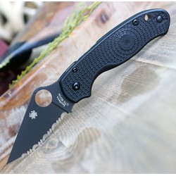 Couteau Spyderco Para 3 Serrated Lame Acier CTS BD1N Black Manche FRN Comp Lock USA SC223SBBK - Livraison Gratuite