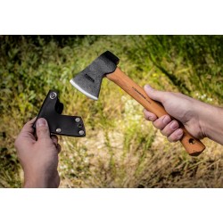 Hache Hachette Condor Scout Hatchet Lame Acier Carbone 1045 Manche Bois Etui Cuir El Salvador CTK4053C10 - Livraison Gratuite