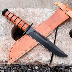 Couteau KA-BAR Single Mark Fighting/Utility Lame Acier 1095 Manche & Etui Cuir USA KA1320 - Livraison Gratuite