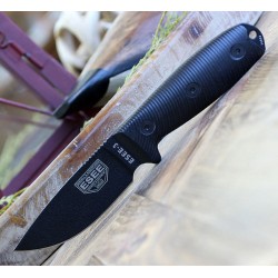 Couteau ESEE Esee-3 Black Manche Black G10 Acier Carbone 1095 Etui Plastique Made USA ES3PMB001 - Livraison Gratuite